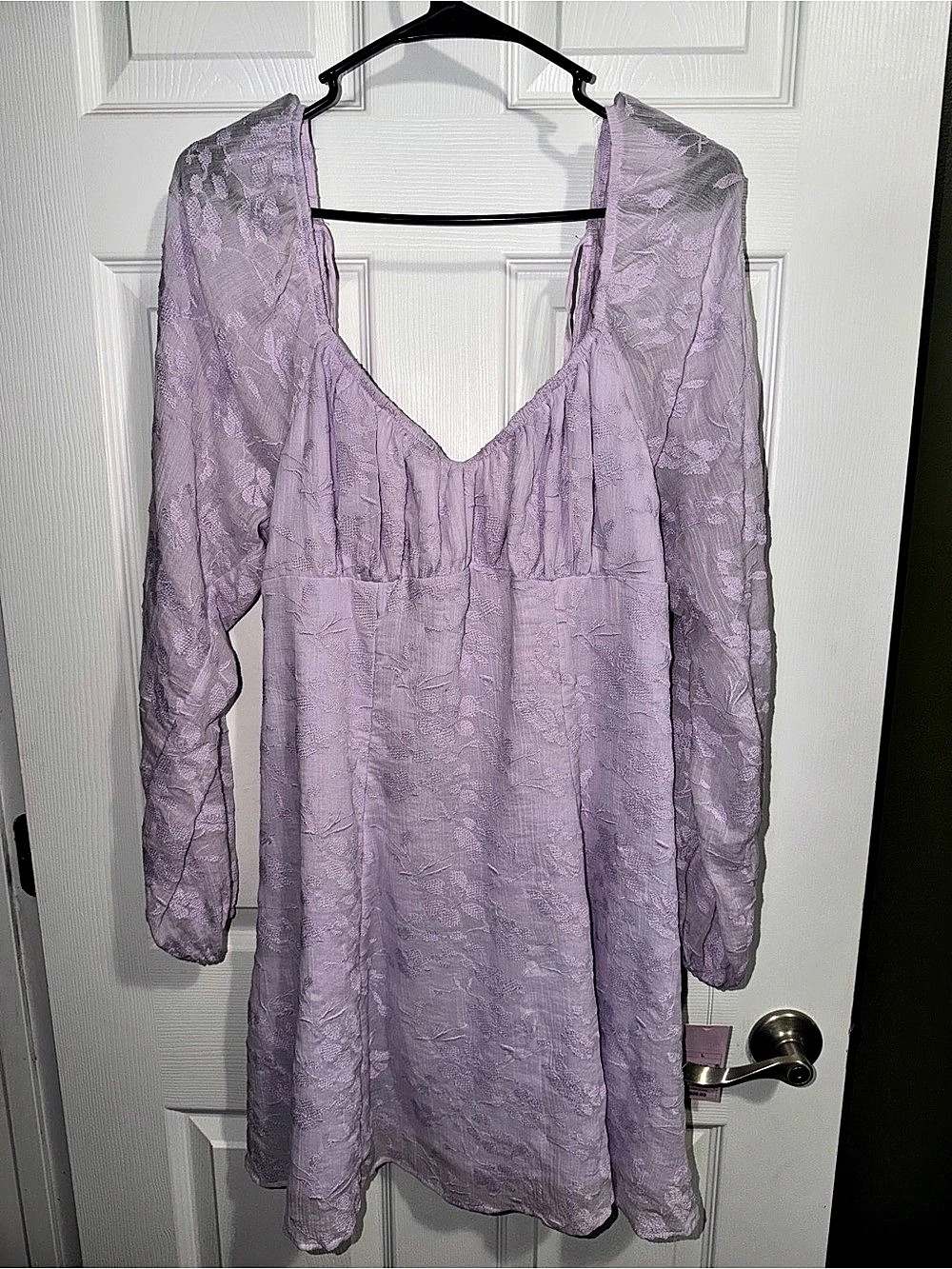 Wild Fable Lavender Bishop Sleeve Fit & Flare Mini Dress, Purple, Large